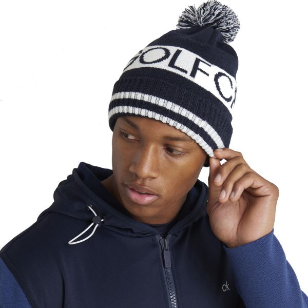 Calvin Klein Quadrant Pom Beanie - Navy White Online Hot Sale