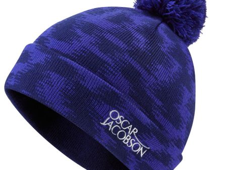 Oscar Jacobson Miller Knitted Bobble Hat - Navy Royal Blue - One Size Cheap