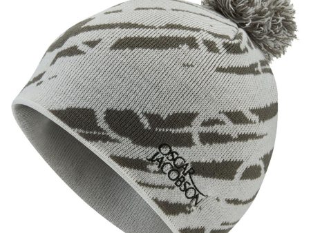 Oscar Jacobson Memphis Knitted Bobble Hat - Light Grey Pewter Supply