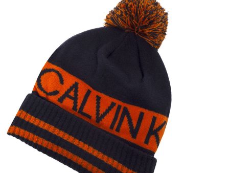 Calvin Klein Quadrant Pom Beanie - Navy Blaze Cheap