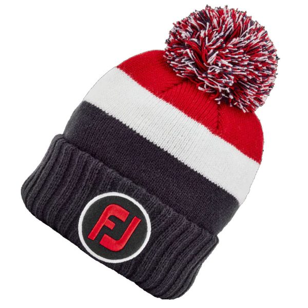 FootJoy FJ Bobble Beanie Hat - Navy White Red Online Hot Sale