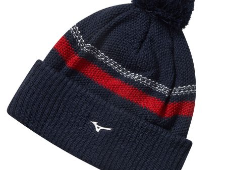 Mizuno Breathe Thermo Knit Pom Pom Beanie - Deep Navy Fashion