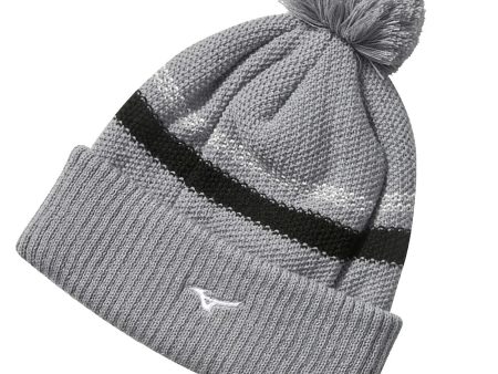 Mizuno Breathe Thermo Knit Pom Pom Beanie - Grey on Sale