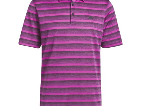 adidas 2 Colour Stripe Polo Shirt - Black Lucid Fuchsia Sale