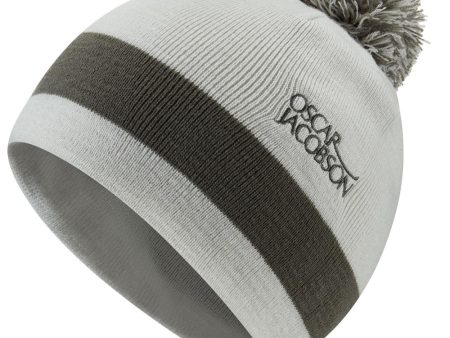 Oscar Jacobson Murray Knitted Bobble Hat - Light Grey Pewter Online