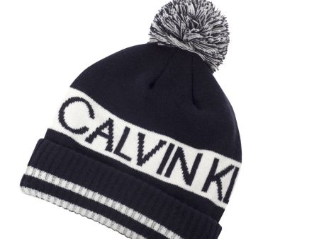 Calvin Klein Quadrant Pom Beanie - Navy White Online Hot Sale