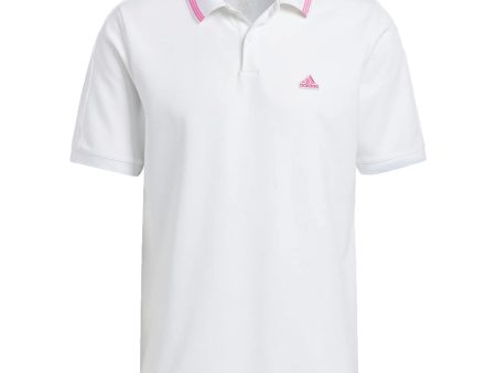 adidas Go-To Pique Polo Shirt - White Screaming Pink Cheap