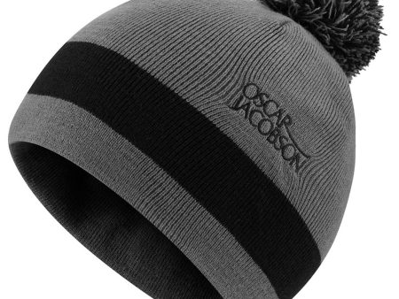 Oscar Jacobson Murray Knitted Bobble Hat - Pewter Black on Sale